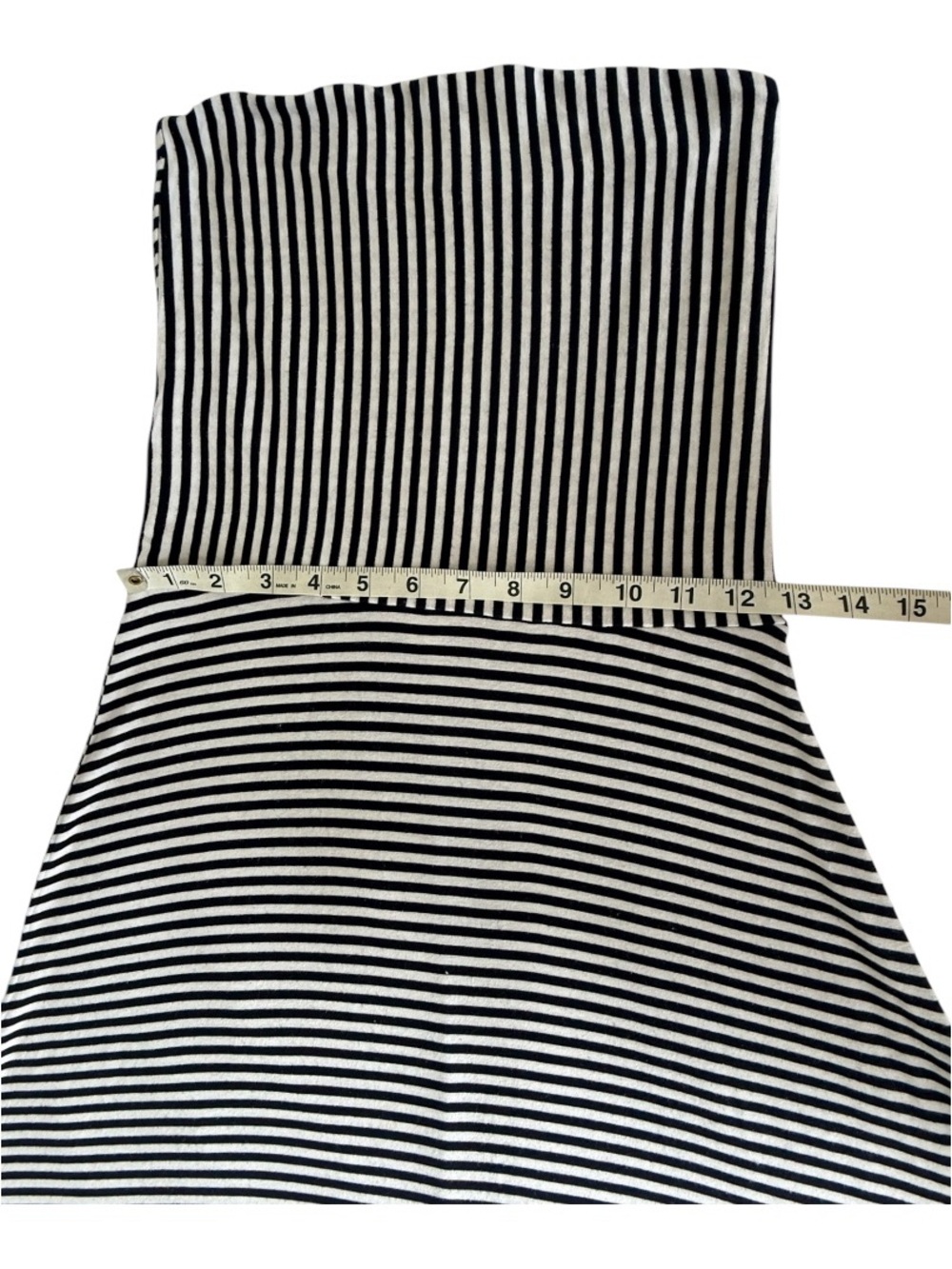 Gap XS Navy Blue White Striped Strapless Maxi Dress Stretch Flowy Resort Beach - Picture 8 of 9